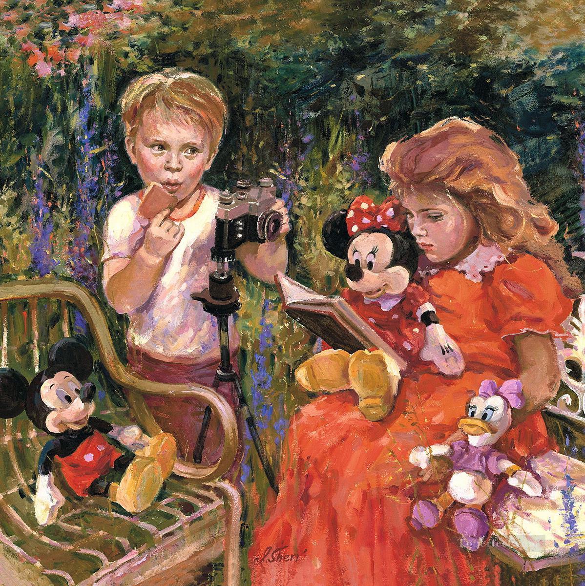 Lecture à Minnie IS Disney Peintures à l'huile